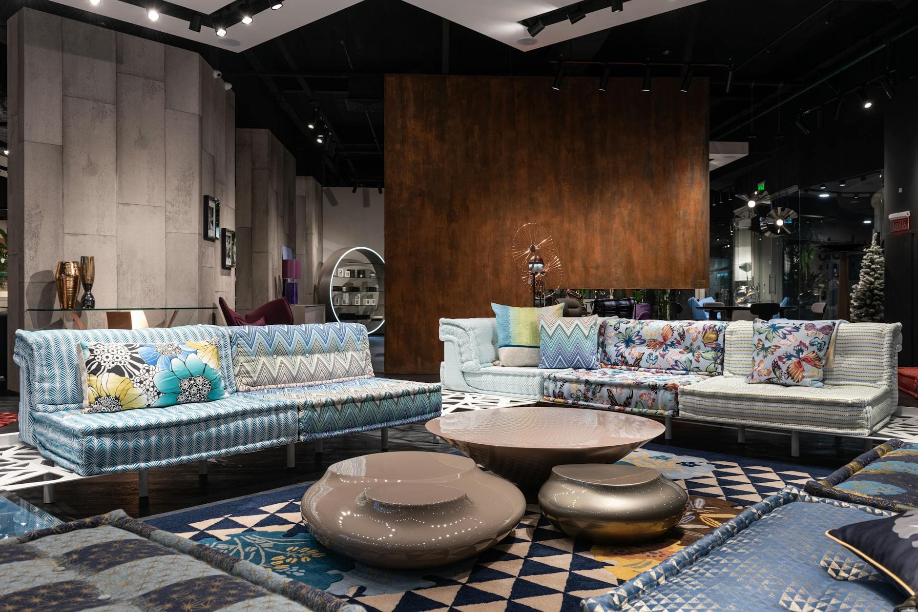 Modern living room furniture in a showroom